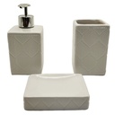 SET SALLE DE BAIN CERAMIQUE 3 PIECES MIX BLANC / MARRON