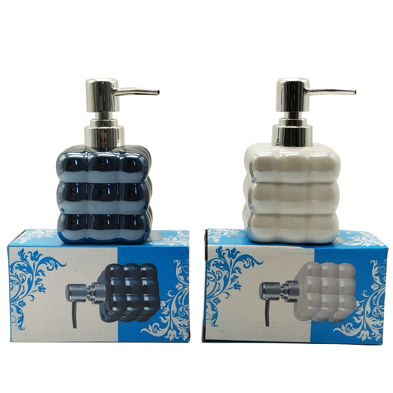 DISTRIBUTEUR SAVON CERAMIQUE 14 CM MIX BLEU / BLANC