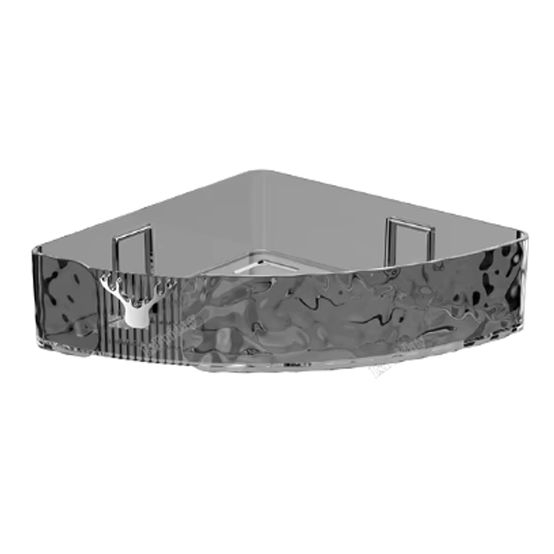 ETAGERE COIN SALLE DE BAIN AVEC SUPPORT ADHESIF 30X21X6 CM MIX TRANSPARENT / MAT