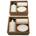 SET SALLE DE BAIN CERAMIQUE 3 PIECES MIX BLANC / MARRON