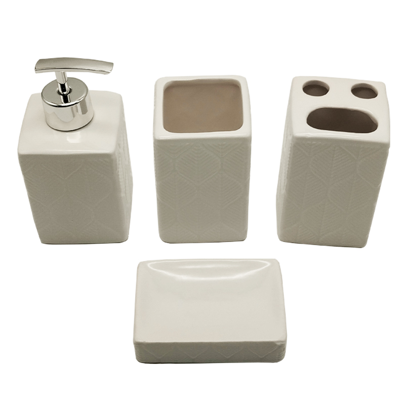 SET SALLE DE BAIN CERAMIQUE 4 PIECES MIX BLANC / NOIR