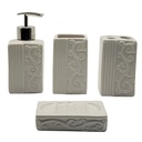 SET SALLE DE BAIN CERAMIQUE 4 PIECES MIX BLANC / NOIR