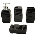 SET SALLE DE BAIN CERAMIQUE 4 PIECES MIX BLANC / NOIR
