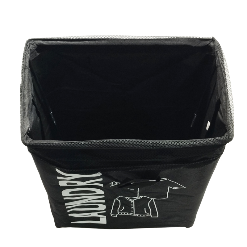 PANIER A LINGE AVEC ROULETTE 32X20X56 CM NOIR