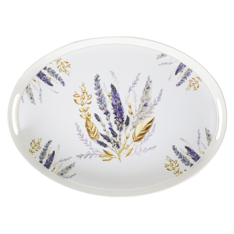 PLATEAU DECO PLASTIQUE OVAL 41X31X4 CM COULEUR BLANC DESIGN MIX