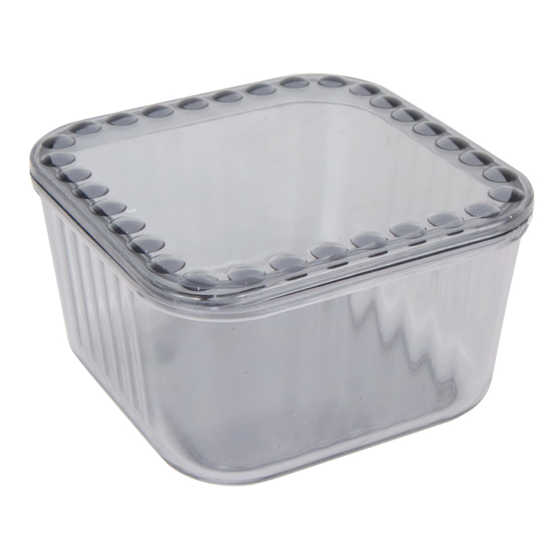 POT EN CRYSTAL PLASTIQUE TRANSPARENT AVEC COUVERCLE 9,5 X 5,5 CM MIX MAT/TRANSPARENT/OR