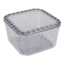 POT EN CRYSTAL PLASTIQUE TRANSPARENT AVEC COUVERCLE 9,5 X 5,5 CM MIX MAT/TRANSPARENT/OR