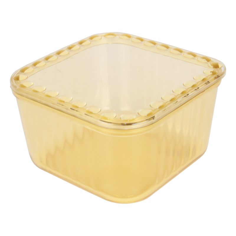 POT EN CRYSTAL PLASTIQUE TRANSPARENT AVEC COUVERCLE 9,5 X 5,5 CM MIX MAT/TRANSPARENT/OR