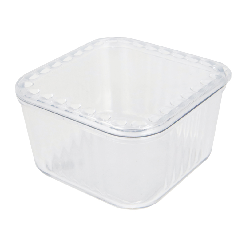 POT EN CRYSTAL PLASTIQUE TRANSPARENT AVEC COUVERCLE 9,5 X 5,5 CM MIX MAT/TRANSPARENT/OR