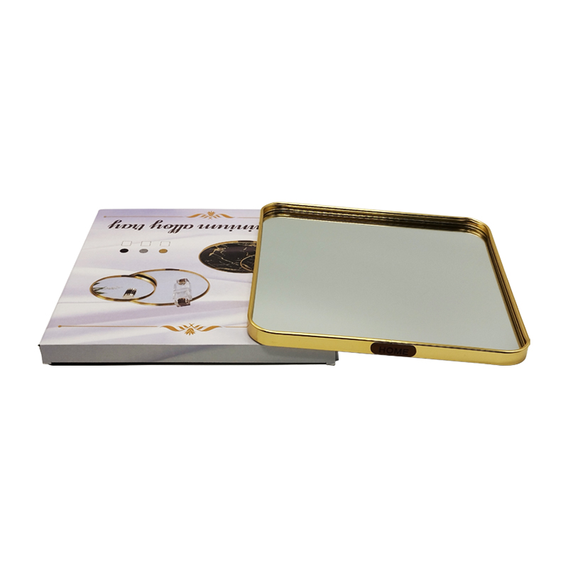 PLATEAU DECO METAL 25X25 CM MODELE OR