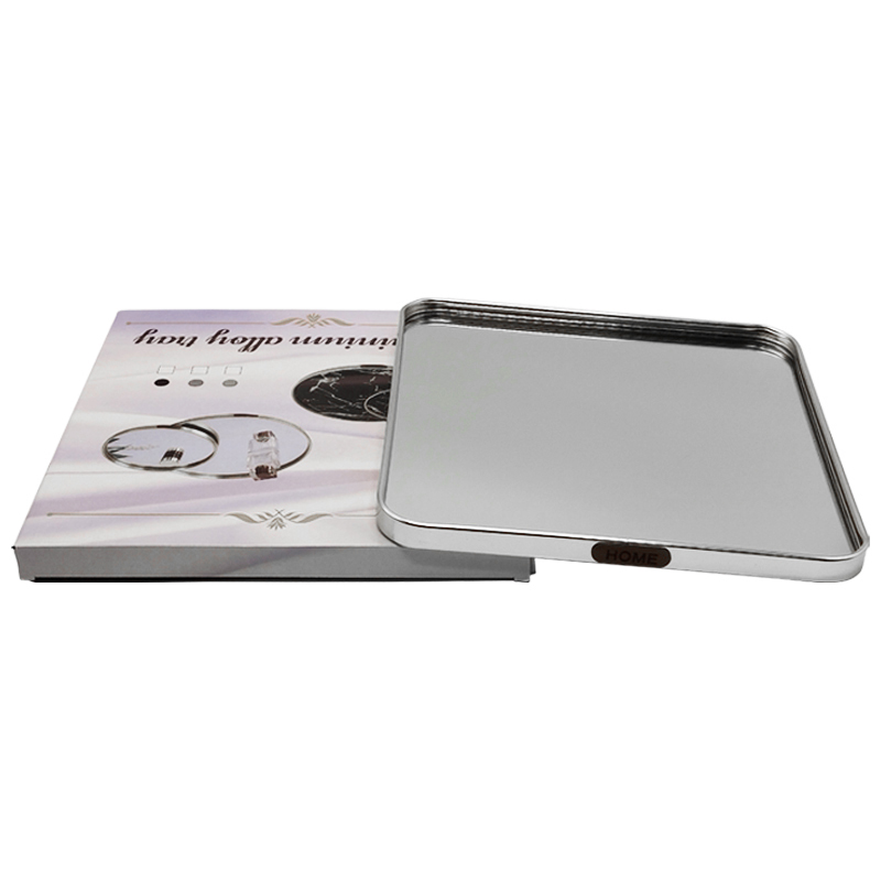 PLATEAU DECO METAL 29X29 CM MODELE ARGENT