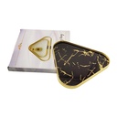 PLATEAU DECO METAL 25X25 CM MODELE OR DESIGN MIX MARBRE BLANC/NOIR