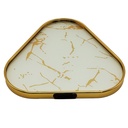 PLATEAU DECO METAL 29X29 CM MODELE OR DESIGN MIX MARBRE BLANC/NOIR