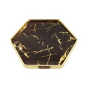PLATEAU DECO METAL 20X20 CM MODELE OR DESIGN MIX MARBRE BLANC/NOIR