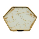 PLATEAU DECO METAL 25X25 CM MODELE OR DESIGN MIX MARBRE BLANC/NOIR