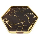 PLATEAU DECO METAL 29X29 CM MODELE OR DESIGN MIX MARBRE BLANC/NOIR