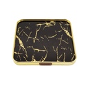 PLATEAU DECO METAL 20X20 CM MODELE OR DESIGN MIX MARBRE BLANC/NOIR
