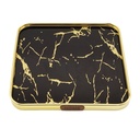 PLATEAU DECO METAL 25X25 CM MODELE OR DESIGN MIX MARBRE BLANC/NOIR