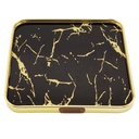 PLATEAU DECO METAL 29X29 CM MODELE OR DESIGN MIX MARBRE BLANC/NOIR