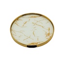 PLATEAU DECO METAL 20 CM MODELE OR DESIGN MIX MARBRE BLANC/NOIR