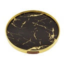 PLATEAU DECO METAL 25 CM MODELE OR DESIGN MIX MARBRE BLANC/NOIR