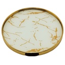 PLATEAU DECO METAL 29 CM MODELE OR DESIGN MIX MARBRE BLANC/NOIR