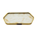 PLATEAU DECO METAL 24X11 CM MODELE OR DESIGN MIX MARBRE BLANC/NOIR