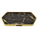 PLATEAU DECO METAL 28X14 CM MODELE OR DESIGN MIX MARBRE BLANC/NOIR