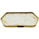 PLATEAU DECO METAL 35X15 CM MODELE OR DESIGN MIX MARBRE BLANC/NOIR