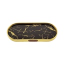 PLATEAU DECO METAL 22X9,5 CM MODELE OR DESIGN MIX MARBRE BLANC/NOIR
