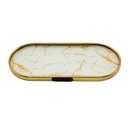 PLATEAU DECO METAL 35X12 CM MODELE OR DESIGN MIX MARBRE BLANC/NOIR