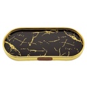 PLATEAU DECO METAL 35X15 CM MODELE OR DESIGN MIX MARBRE BLANC/NOIR