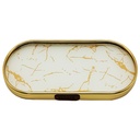 PLATEAU DECO METAL 40X20 CM MODELE OR DESIGN MIX MARBRE BLANC/NOIR