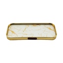 PLATEAU DECO METAL 22X9,5 CM MODELE OR DESIGN MIX MARBRE BLANC/NOIR