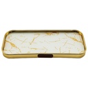 PLATEAU DECO METAL 35X12 CM MODELE OR DESIGN MIX MARBRE BLANC/NOIR