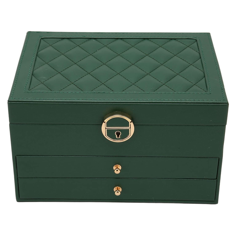 BOITE A BIJOUX 23X17X13 CM MDF SIMILI CUIR MIX BLANC / VERT / NOIR