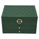 BOITE A BIJOUX 23X17X13 CM MDF SIMILI CUIR MIX BLANC / VERT / NOIR