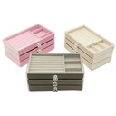 BOITE A BIJOUX 23X13X10 CM FLANNEL MIX BEIGE / GRIS / MAUVE
