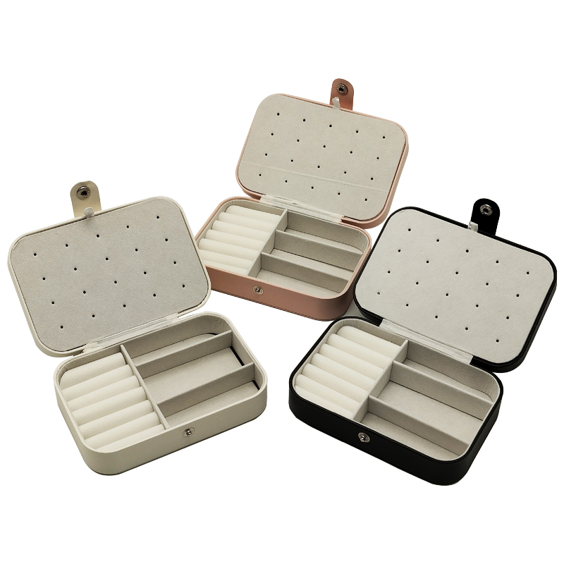 BOITE A BIJOUX 16X11X5 CM MDF SIMILI CUIR MIX BLANC / NOIR / MAUVE