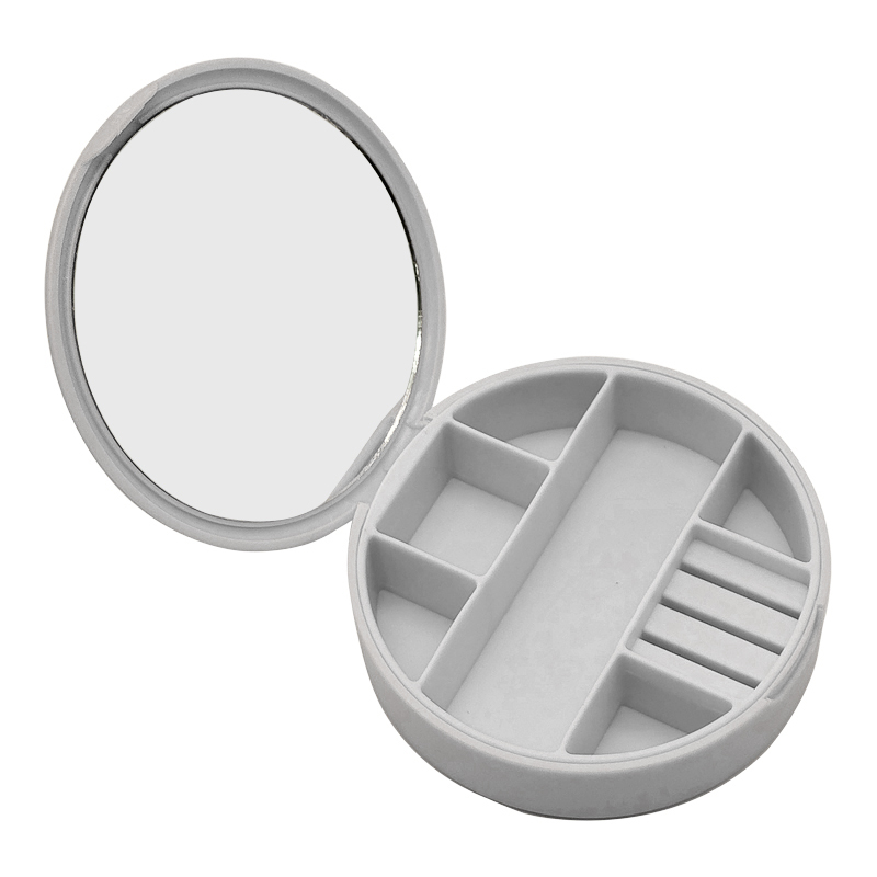 BOITE A BJOUX PLASTIQUE 10X10X3 CM MIX BEIGE / GRIS / BLANC