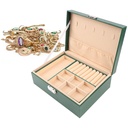 BOITE A BIJOUX 23X17X8,5 CM MDF SIMILI CUIR MIX VERT / BLANC / NOIR