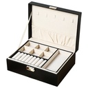 BOITE A BIJOUX 23X17X8,5 CM MDF SIMILI CUIR MIX VERT / BLANC / NOIR