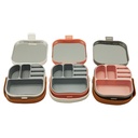 BOITE A BIJOUX 9X9X4 CM PLASTIQUE+SILICONE+SIMILI CUIR MIX MAUVE / BEIGE / BLANC