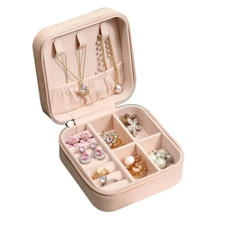 BOITE A BIJOUX 9X9X4 CM SIMILI CUIR MIX MAUVE / NOIR / BLANC