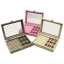 BOITE A BIJOUX 20X15X5 CM FLANELLE MIX MAUVE / GRIS / BLANC