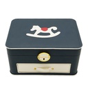 BOITE A BIJOUX 25X18X13 CM MDF + SIMILI CUIR MIX BLEU / BLANC