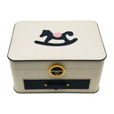 BOITE A BIJOUX 25X18X13 CM MDF + SIMILI CUIR MIX BLEU / BLANC
