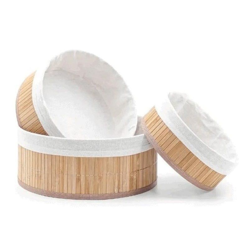 SET 3 PANIERS CARRE EN BAMBOO 25x25x12 cm / 20x20x10 cm / 15x15x8 cm 