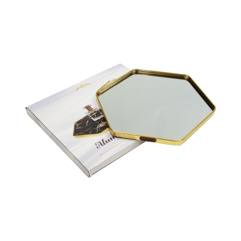 PLATEAU DECO METAL "HOME"  20X20 CM MODELE OR