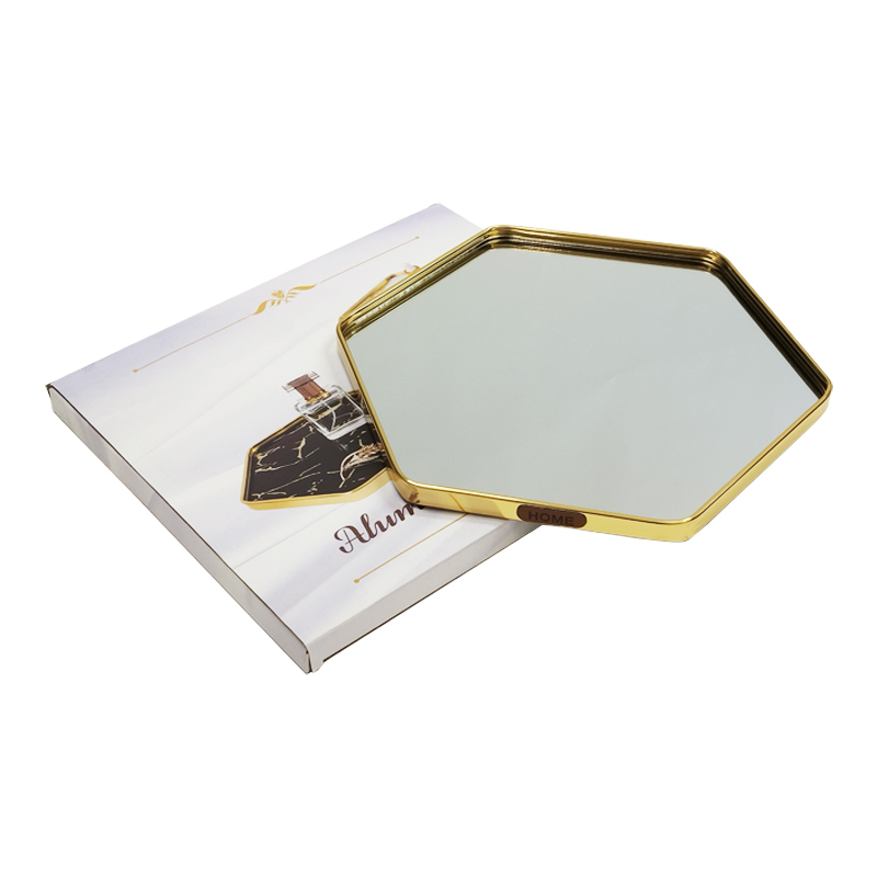 PLATEAU DECO METAL "HOME"  25X25 CM MODELE OR